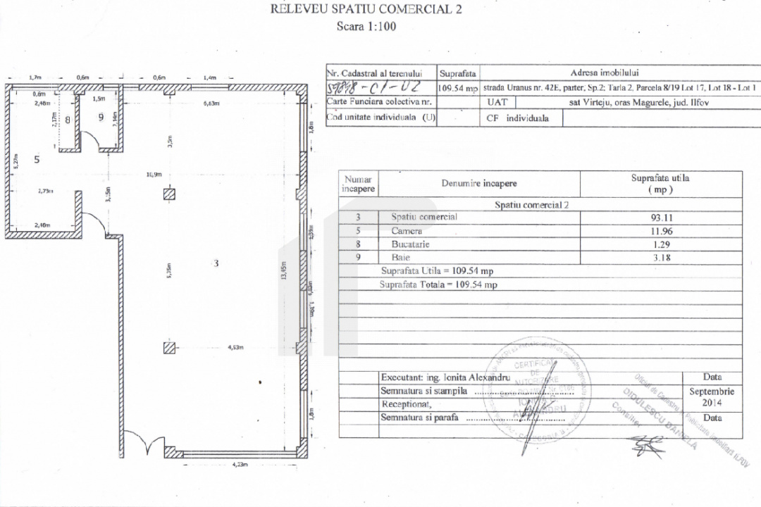 Spatiu Comercial 110 MP+lot 222 MP+2 locuri parcare New Residence Magurele